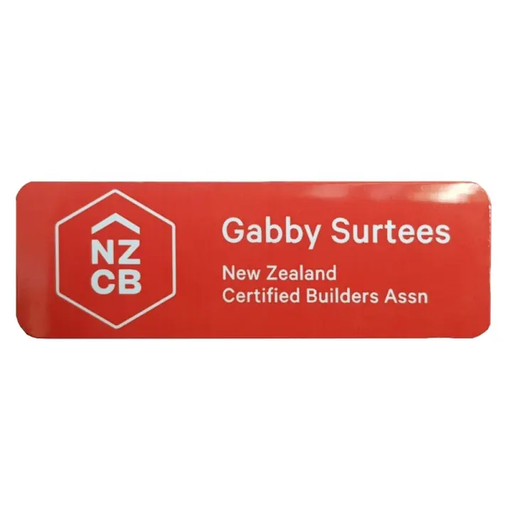 Printed name badge with a space for a person's name
